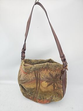 Fossil Brown Multicolor Tropical Tapestry Shoulder Bag